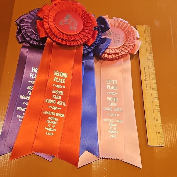 4 Vintage original 1967 1968 Horse Show Rosettes Bosque Farms Rodeo Ass'n - Picture 14 of 15